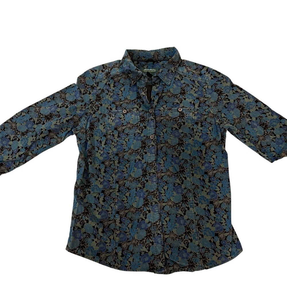 Eddie Bauer Corduroy Floral Button-Up Shirt